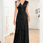 Sparkly A-Line Mother of the Bride Dress With Sleeveless V-neck Floor Length Sexy Evening Dresses