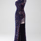 Black Mermaid One Shoulder Sequins Long Prom Dress with High Slit Sparkly Evening Dresses