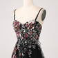 Elegant Sparkly Ivory Flower A Line Sweetheart Sequin Corset Party Dress With Slit Beautiful
