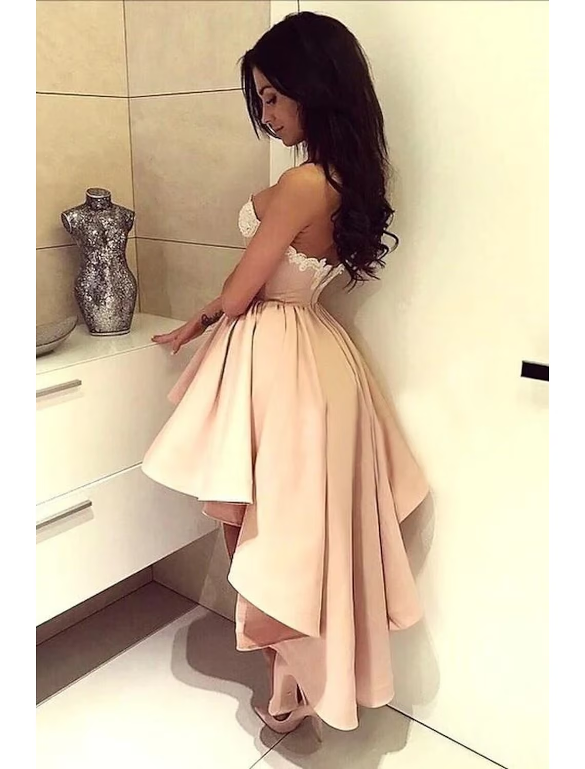 A-Line Cocktail Dresses Party Dress Homecoming Asymmetrical Sleeveless Sweetheart Satin Backless