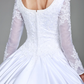 Ball Gown Wedding Dresses Scoop Neck Satin Long Sleeve Simple Vintage See-Through with Beading