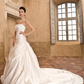 Princess A-Line Wedding Dresses Strapless Chapel Train Satin Sleeveless Long
