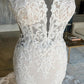 Ivory Strapless Floral Lace Trumpet Long Bridal Gown Wedding Dresses