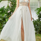 Tulle Spaghetti Straps White Long Prom Dress with Beading Sexy