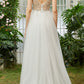 Tulle Spaghetti Straps White Long Prom Dress with Beading Sexy