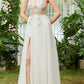 Tulle Spaghetti Straps White Long Prom Dress with Beading Sexy