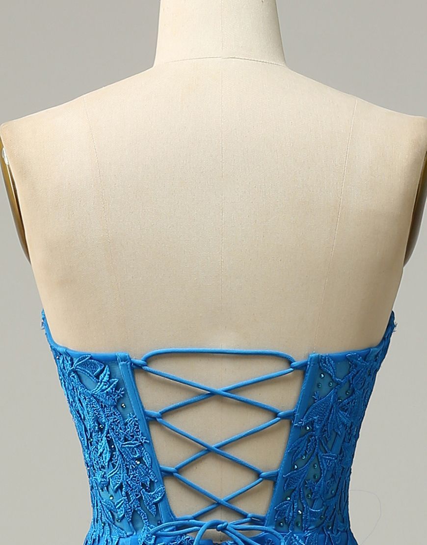 Lilac Mermaid Corset Back Long Prom Dress With Appliques Charming Evening Dress