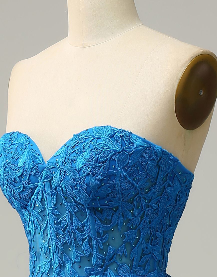 Lilac Mermaid Corset Back Long Prom Dress With Appliques Charming Evening Dress