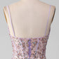 Lilac Sparkly Spaghetti Straps Mermaid Prom Dress with Slit Sexy