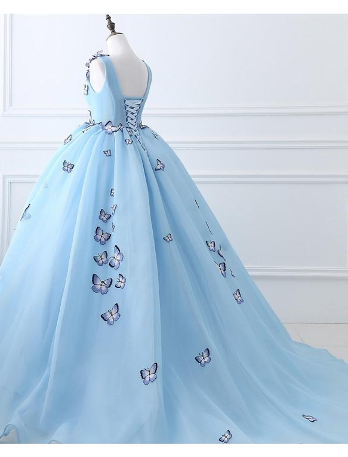 Ball Gown Prom Dresses Luxurious Dress Engagement Court Train Sleeveless V Neck Tulle with Pleats
