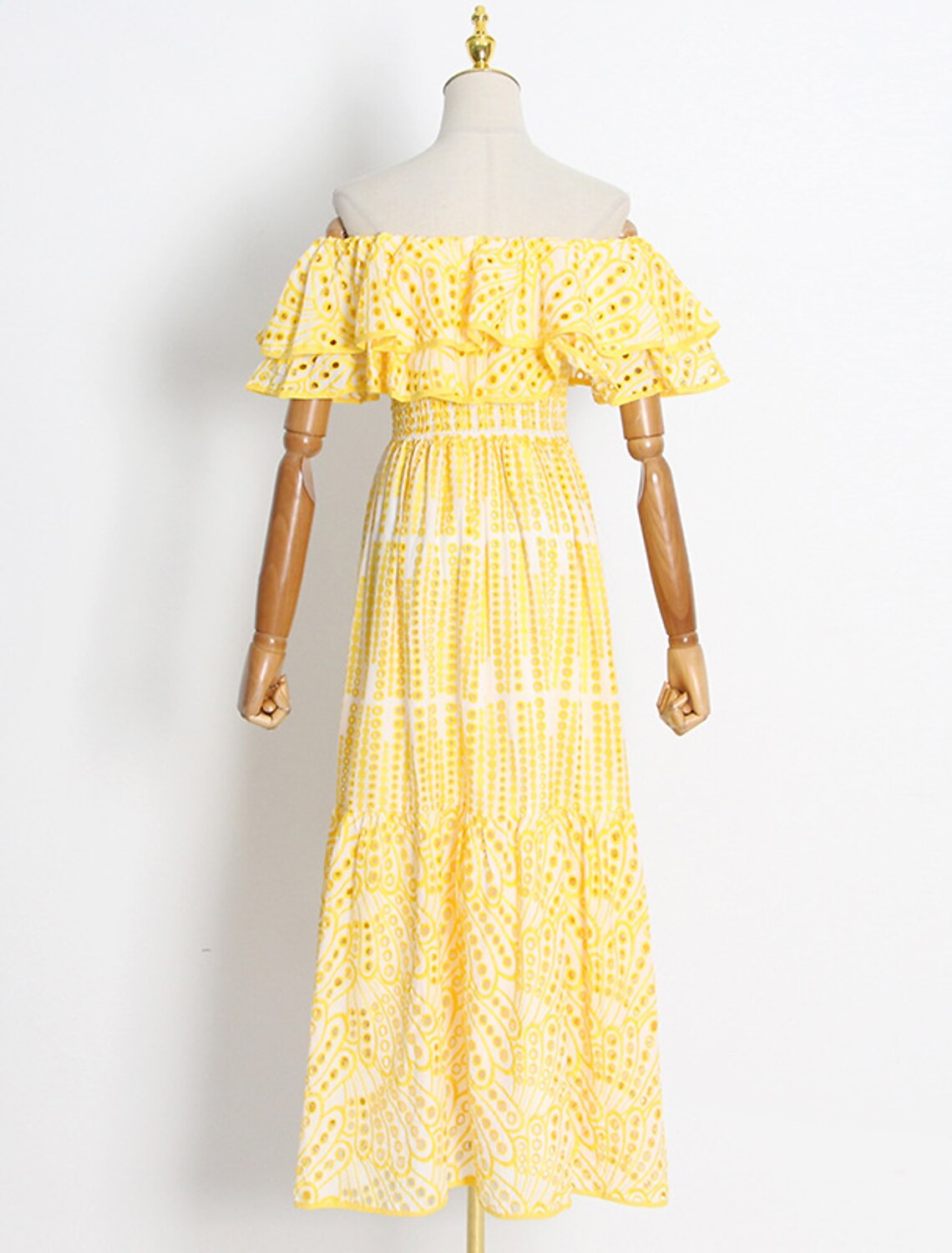 A-Line Wedding Guest Dresses Casual Dress Holiday Ankle Length Short Sleeve Off Shoulder Polyester with Ruffles