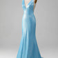 Mermaid V-neck Prom Dress Pure Color Sexy