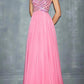 A-Line Evening Gown Glittering Dress Wedding Guest Sweep / Brush Train Sleeveless Sweetheart Chiffon with Rhinestone Beading