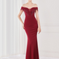 Mermaid / Trumpet Elegant Sexy Wedding Guest Formal Evening Dress Off Shoulder V Back Short Sleeve Floor Length Satin