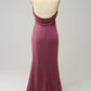 Desert Open Back Long Prom Dress Pure Color