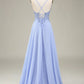 A-Line Long Prom Dress with Appliques Pure Color Sexy