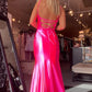 Red Mermaid Backless Prom Dresses Long Evening Dresses With Slit