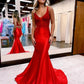 Mermaid Straps Neck Back Long Prom Dress Sexy