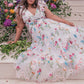 A-Line/Princess V-Neck Short Sleeves Floral Formal Party Dresses With Flowers Beautiful