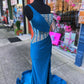 Mermaid One Shoulder Prom Dress with Rhinestones Sexy Evening Dresses