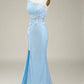 Mermaid Long Prom Dress with Appliques Pure Color