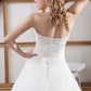 A-Line Wedding Dresses High Neck Court Train Lace Satin Tulle Regular Straps with Ruched Beading