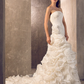 Wedding Dresses Strapless Court Train Organza Sleeveless with Flower Cascading Ruffle