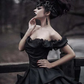 Ball Gown Wedding Dresses Off Shoulder Court Train Lace Tulle Short Sleeve Sexy Black Modern with Lace Cascading