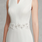 Wedding Dresses V Neck Satin Regular Straps Simple Plus Size with Appliques Long
