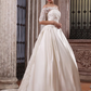Ball Gown Wedding Dresses Scalloped-Edge Off Shoulder Court Train Satin Half