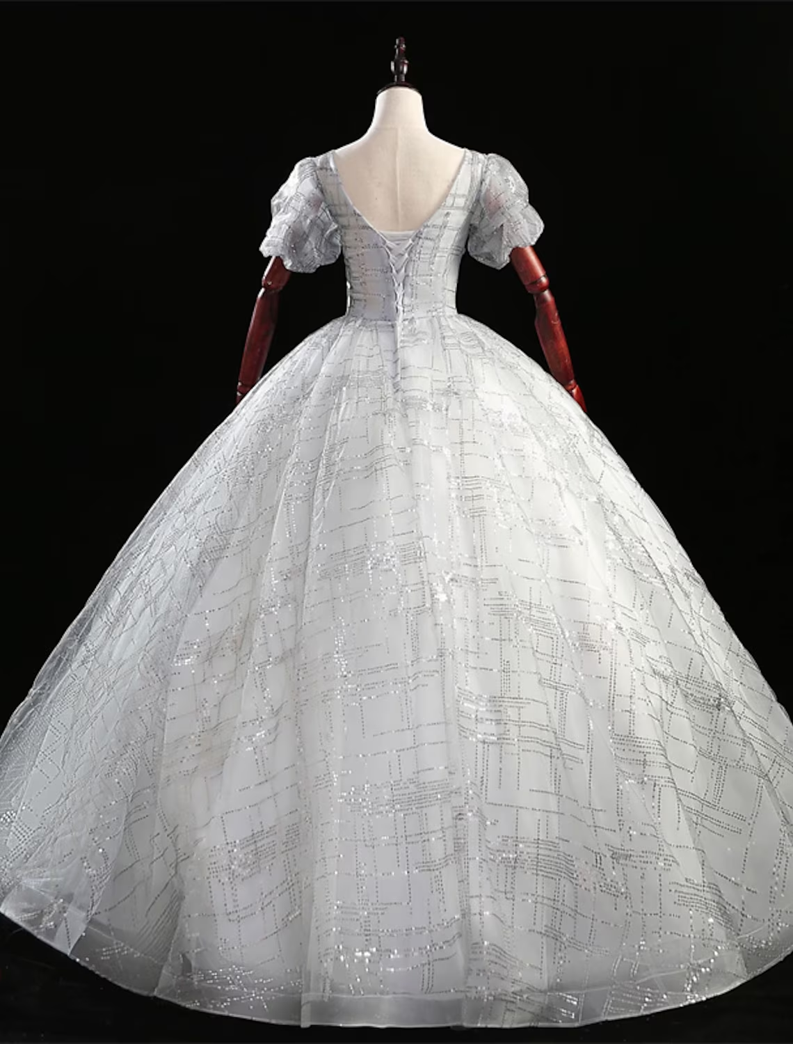 Ball Gown Quinceanera Dresses Princess Dress Performance Floor Length Short Sleeve V Neck Polyester