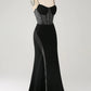 Mermaid Spaghetti Straps Long Corset Prom Dress with Slit Off Shoulder