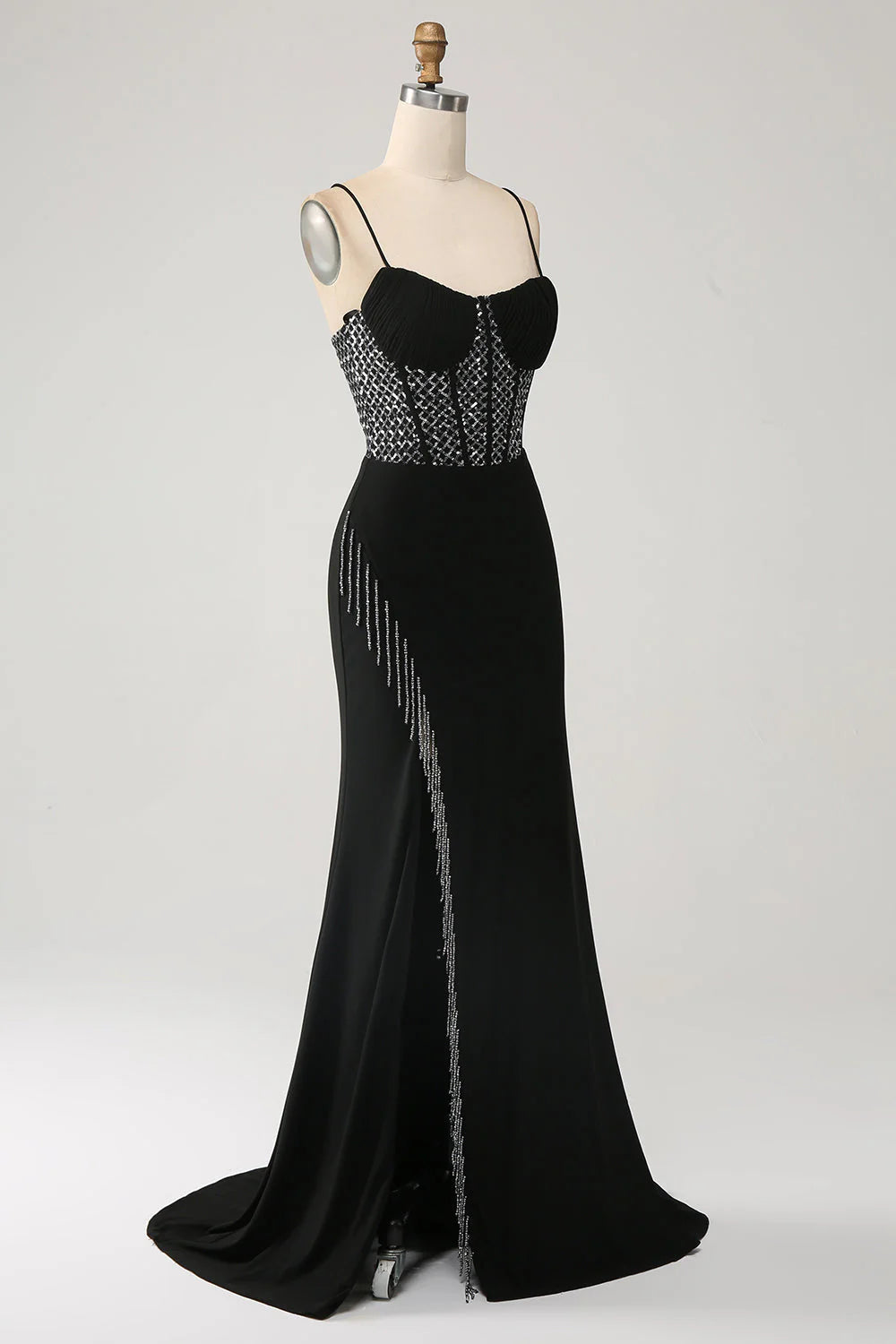 Mermaid Spaghetti Straps Long Corset Prom Dress with Slit Off Shoulder