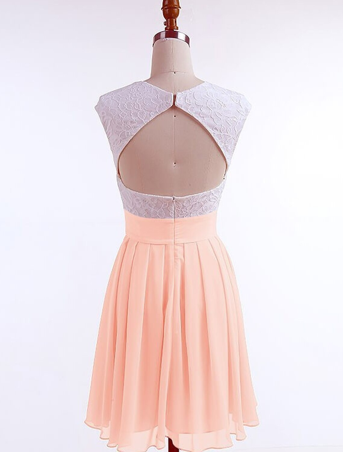 A-Line Beautiful Back Flirty Graduation Cocktail Party Dress Jewel Neck Short Sleeve Short / Mini Chiffon