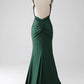 Mermaid Spaghetti Straps Long Corset Prom Dress Sexy Dark Green