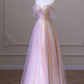 A Line Off the Shoulder Champagne Sequins Long Prom Dress Sparkly Evening Dresses