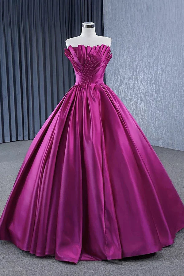 Novel A-line satin strapless dance dress for adult formal attire women's evening dress Quinceanera Dress