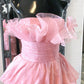 A Line Strapless Princess Tulle Layers Ruffles Long Prom Dress Off Shoulder