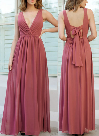 A-Line/Princess V-Neck Floor-Length Long Bridesmaid Dresses Sexy