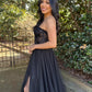 A Line Sweetheart Lace Tulle Long Prom Dress With Slit Sexy Evening Dresses