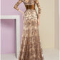A-Line Mother of the Bride Dress Elegant Scoop Neck 3/4 Length Sleeve Lace Wedding Guest Dress