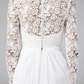 Wedding Dresses V NeckChiffon Floral Lace Long Sleeve Romantic Boho Illusion Sleeve with Lace