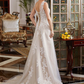 A-Line Wedding Dresses V Neck Court Train Lace Tulle Regular Straps Romantic Illusion Detail with Beading