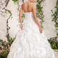 Ball Gown Wedding Dresses Strapless Floor Length Taffeta Sleeveless with Beading Cascading Ruffle