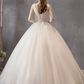 Princess Ball Gown Wedding Dresses V Neck Floor Length Satin Tulle Sleeveless Formal Luxurious with Bow(s)