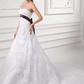 A-Line Wedding Dresses Strapless Chapel Train Lace Satin Tulle Strapless with Sashes Ribbons Bow(s)