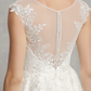 A-Line Wedding Dresses Jewel Neck Tea Length Lace Tulle Cap Sleeve Beautiful Back with Appliques Short