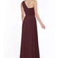 A-Line One Shoulder Floor Length Chiffon Bridesmaid Dress with Ruching Pure Color