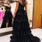 Shoulder Long Tiered Prom Dress With Appliques Off Shoulder