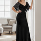 Sexy V Neck Maxi Bodycon Evening Dress with Flare Sleeves Sexy